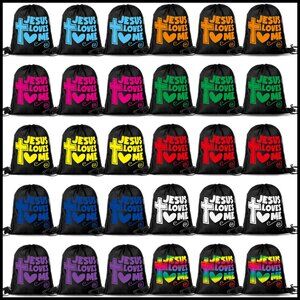 Religious Drawstring Backpack Bulk Set Christian Gift Bags Bible Verse Cross